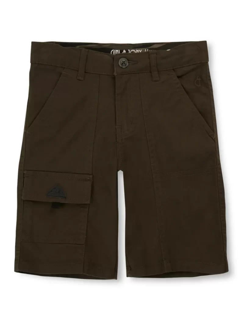 Gini And Jony Boys Brown Solid Cotton Bermuda Elasticated