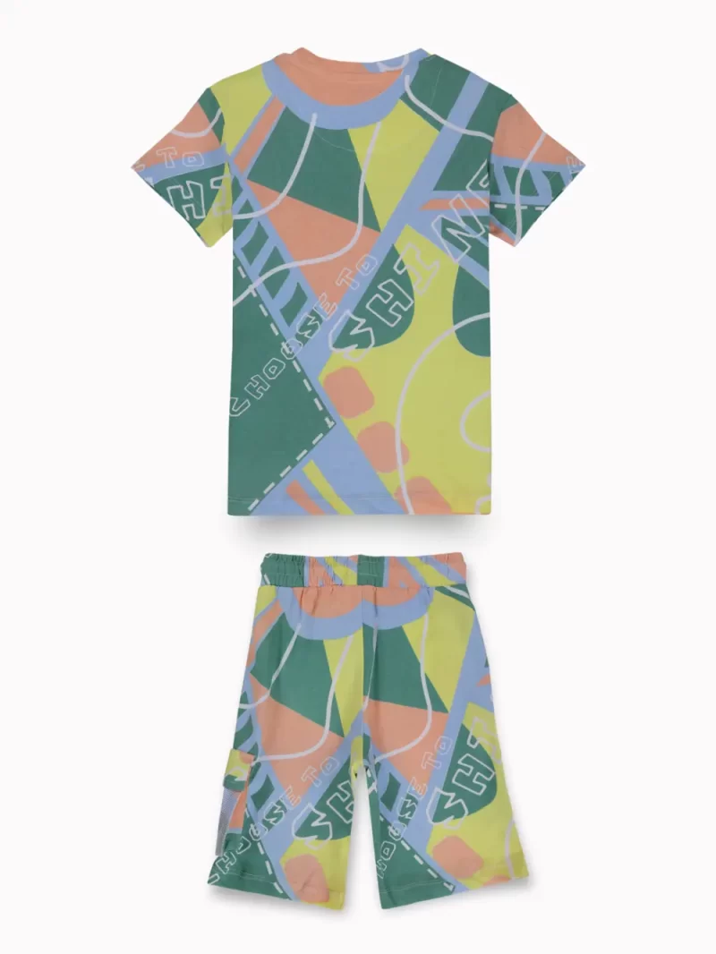 Gini And Jony Boys Multi Color Abstract Cotton Co-Ordinate Set