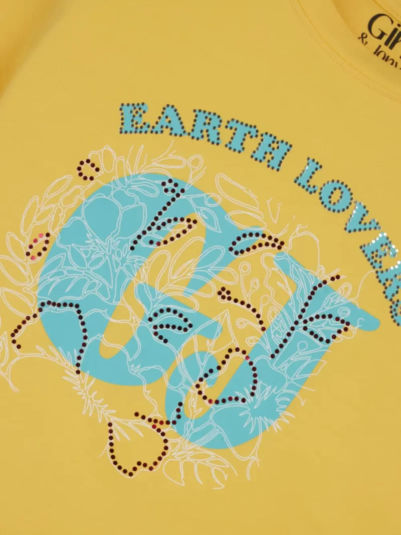 Gini And Jony Girls Cotton Round Neck Half Sleeves Knits Top