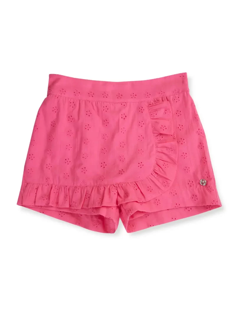 Gini And Jony Girls Pink Eyelet Cotton Skort Elasticated