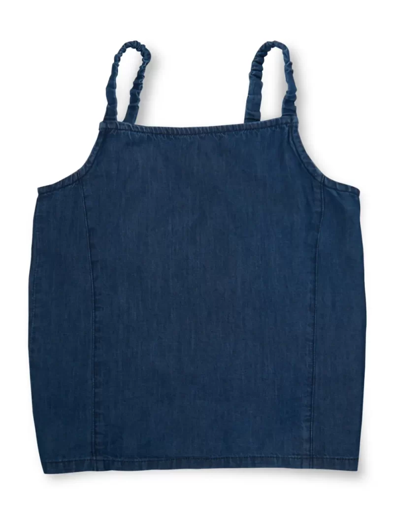 Gini And Jony Girls Blue Solid Denim Woven Top Half Sleeves 9-10 Years