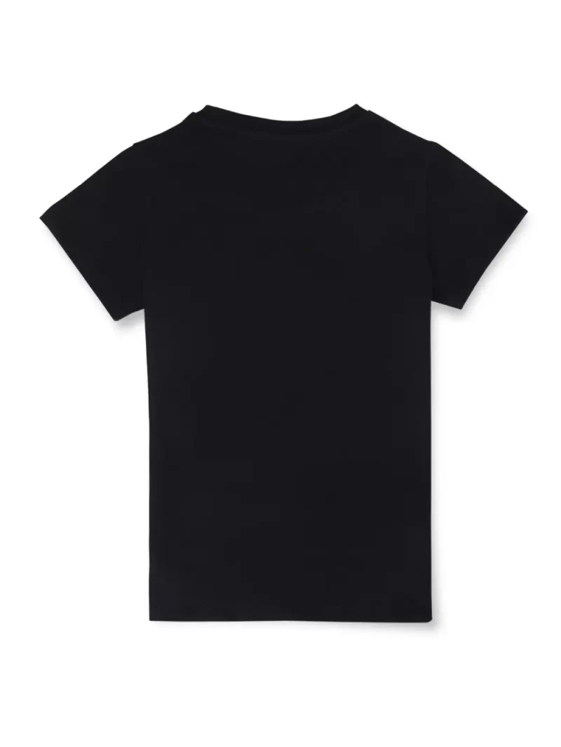 Gini And Jony Girls Black Typographic Print Cotton Knits Top Half Sleeves 9-10 Years