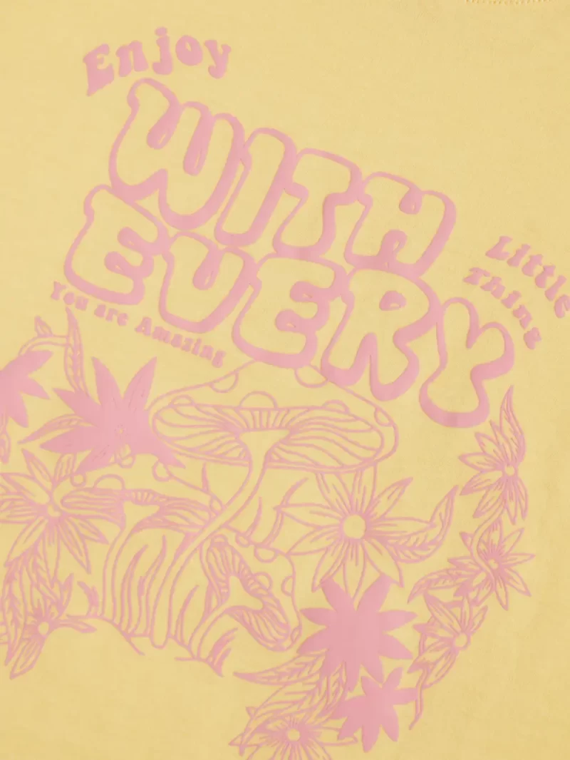 Gini And Jony Girls Yellow Graphic Print Cotton Knits Top Half Sleeves 9-10 Years