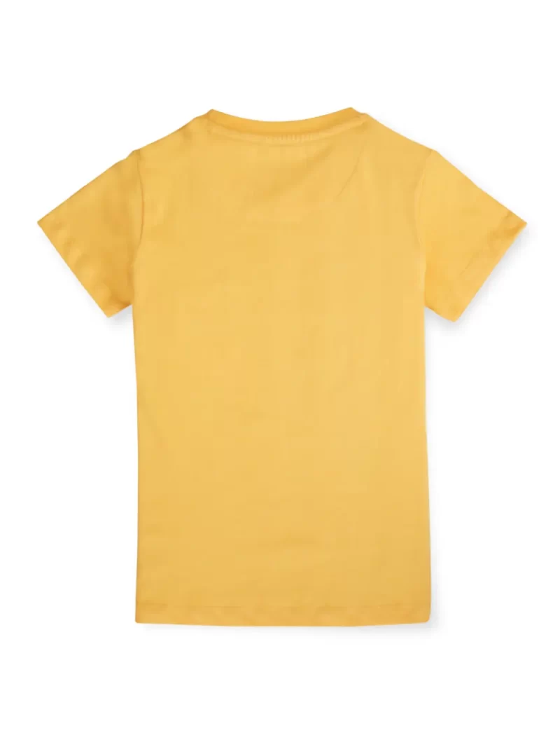 Gini And Jony Girls Yellow Typographic Print Cotton Knits Top Half Sleeves 9-10 Years