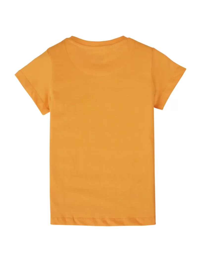 Gini And Jony Girls Orange Floral Print Cotton Knits Top Half Sleeves 11-12 Years
