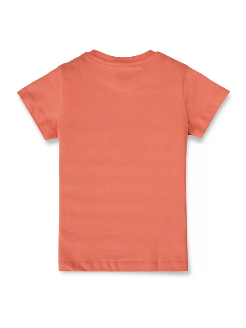 Gini And Jony Girls Orange Typographic Print Cotton Knits Top Half Sleeves 9-10 Years