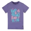 Gini And Jony Girls Purple Typographic Print Cotton Knits Top Half Sleeves 13-14 Years