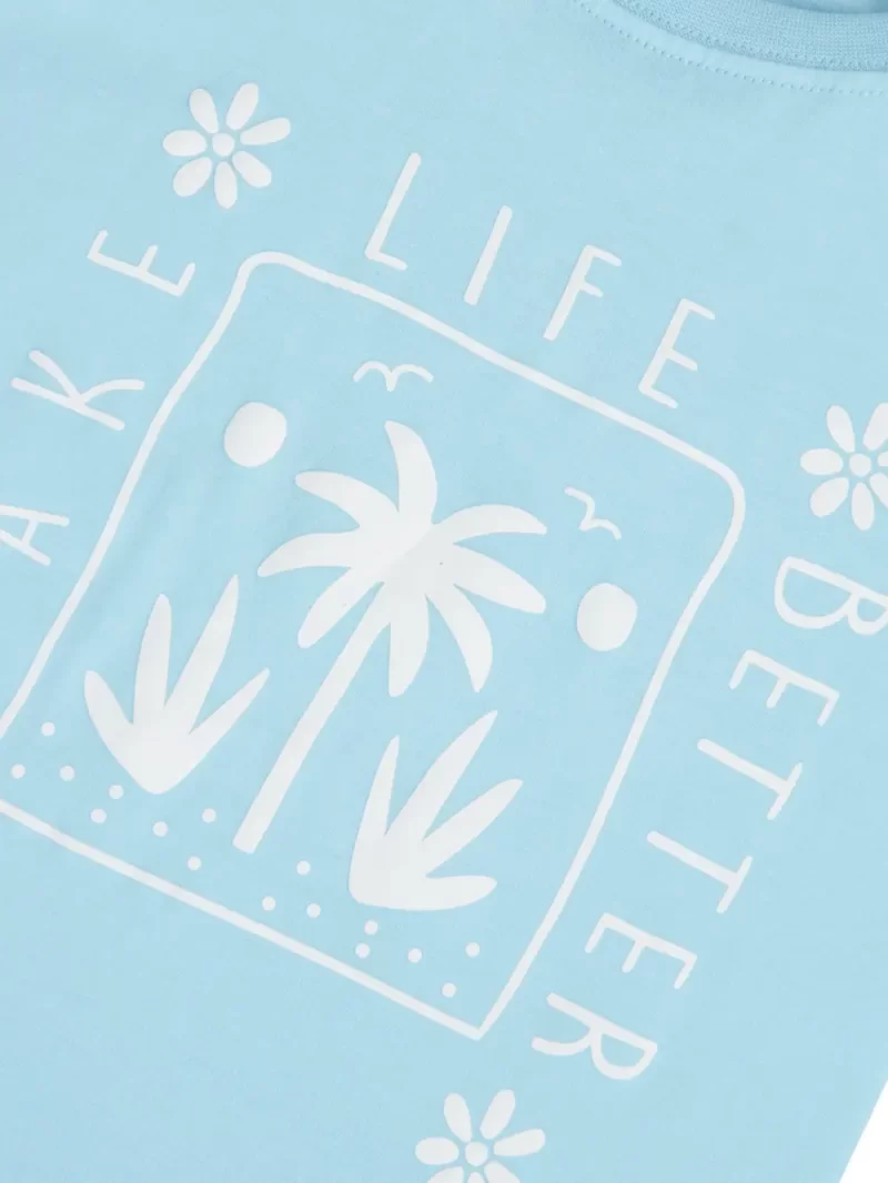 Gini And Jony Girls Blue Graphic Print Cotton Knits Top Half Sleeves 9-10 Years