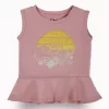 Gini And Jony Girls Pink Graphic Print Cotton Knits Top Sleeveless 9-10 Years