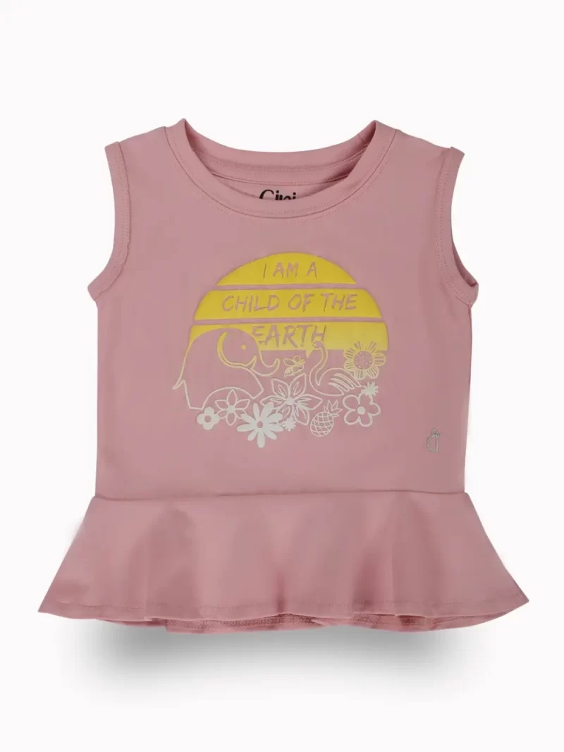 Gini And Jony Girls Pink Graphic Print Cotton Knits Top Sleeveless 9-10 Years