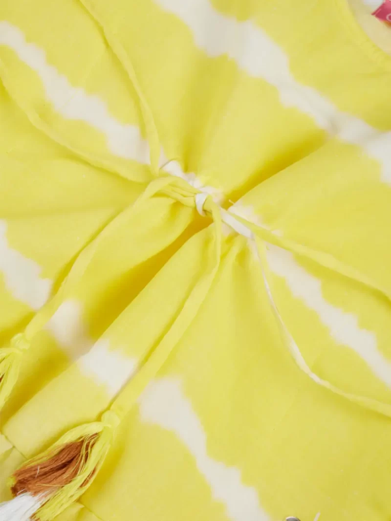 Gini And Jony Girls Yellow Abstract Cotton Woven Top Half Sleeves 9-10 Years