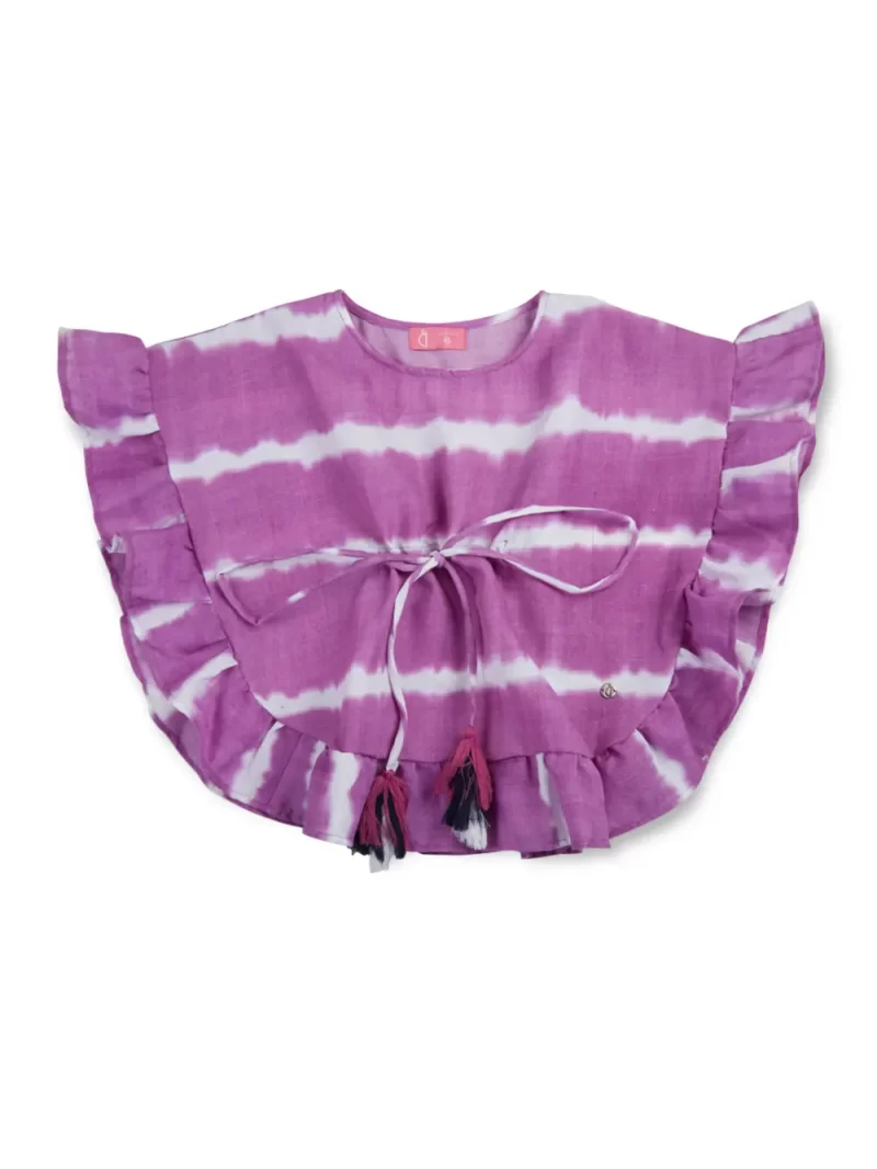 Gini And Jony Girls Purple Abstract Cotton Woven Top Half Sleeves 9-10 Years