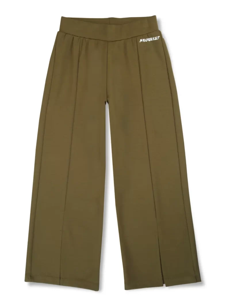 Gini And Jony Girls Olive Solid Cotton Track Pant Elasticated
