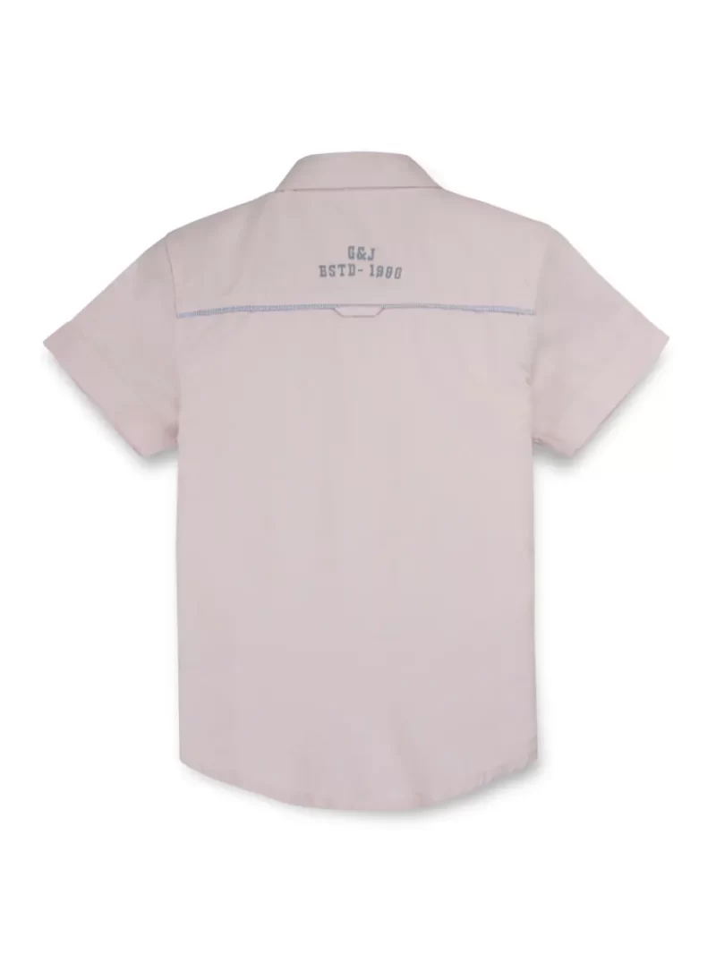 Gini And Jony Boys Pink Solid Cotton Shirt Half Sleeves