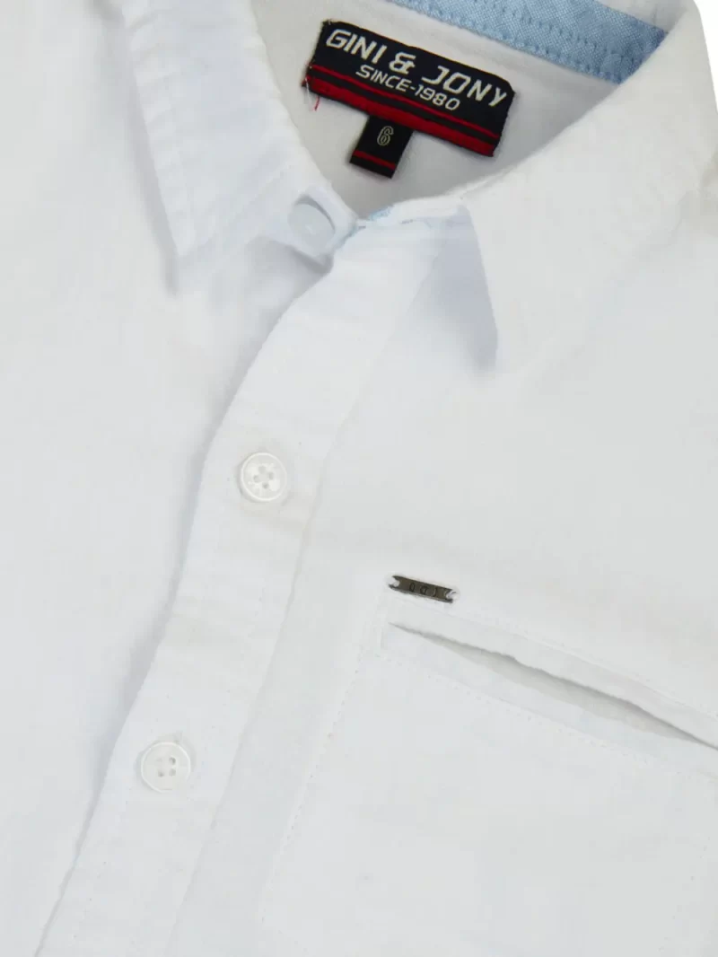 Gini And Jony Boys White Solid Cotton Shirt Full Sleeves