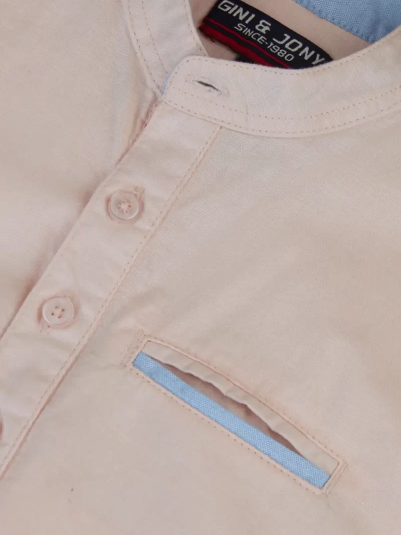Gini And Jony Boys Peach Solid Cotton Shirt Full Sleeves