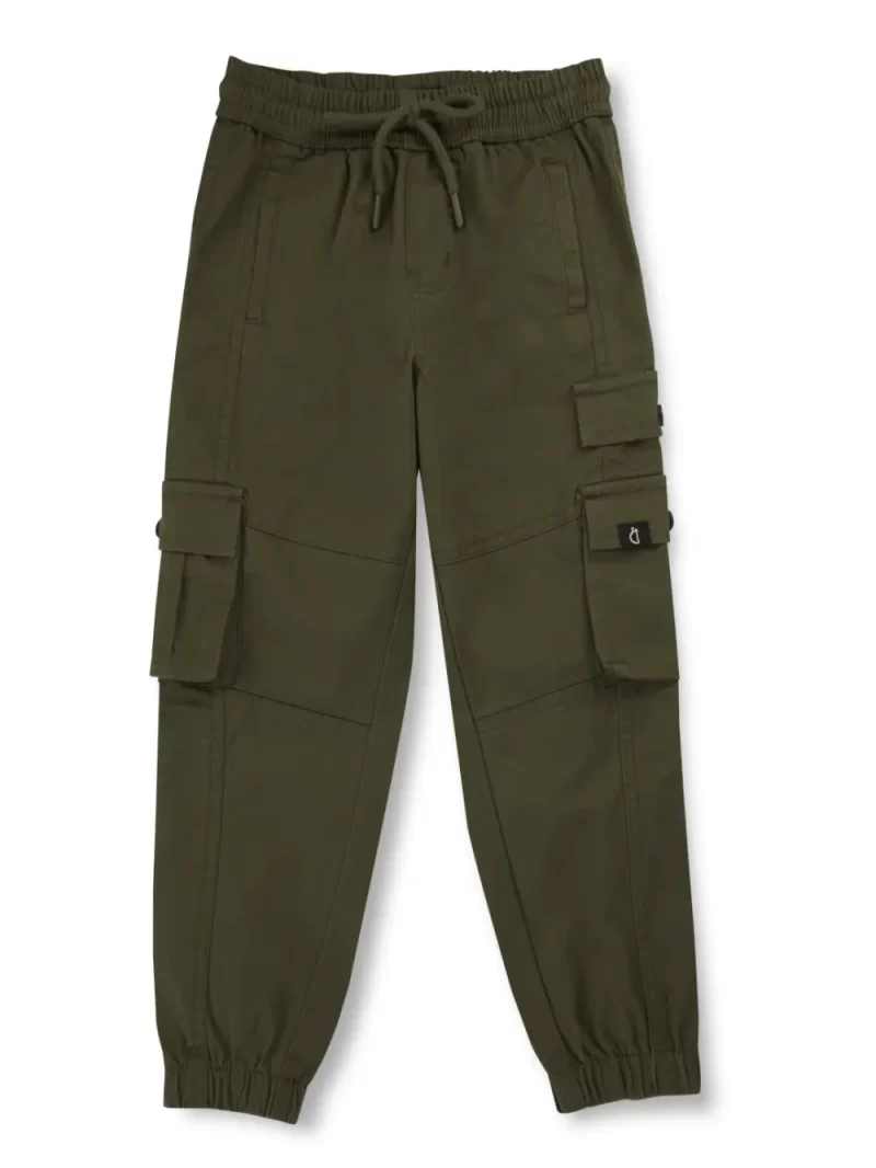 Gini And Jony Boys Olive Solid Cotton Trouser Elasticated