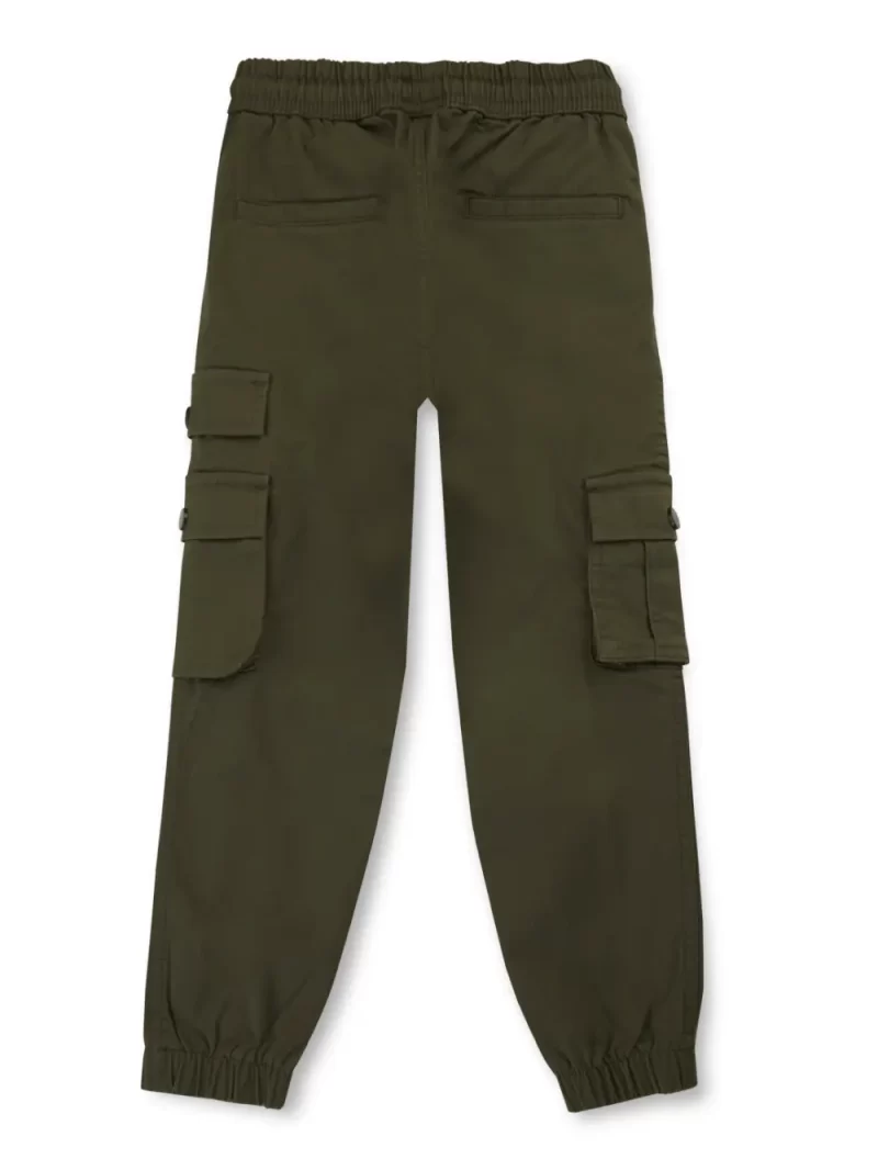 Gini And Jony Boys Olive Solid Cotton Trouser Elasticated