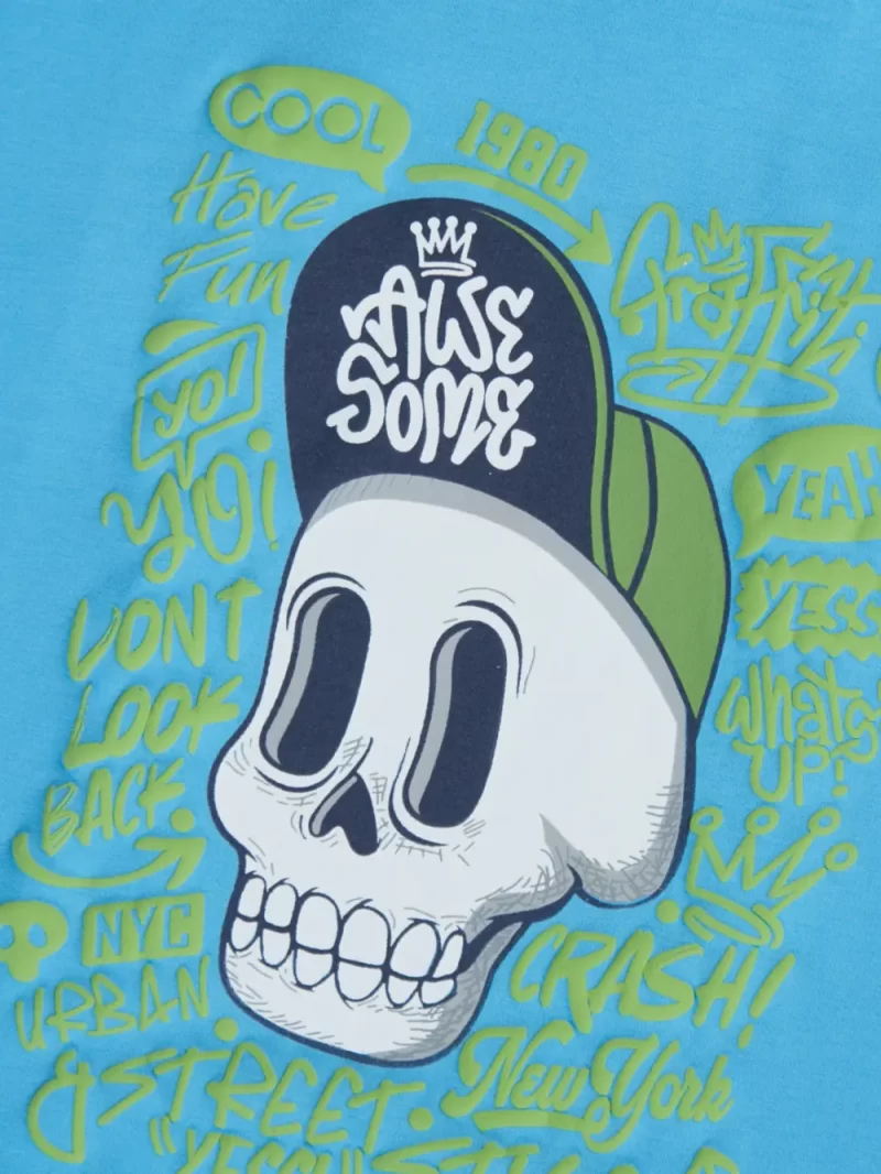 Gini & Jony Boys' Blue T-Shirt Knitshand-Wash Regular Fit