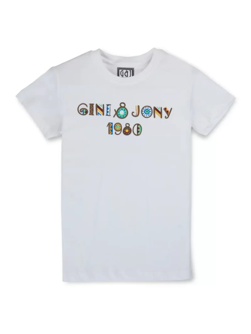 Gini And Jony Boys White Typographic Print Cotton T-Shirt Half Sleeves