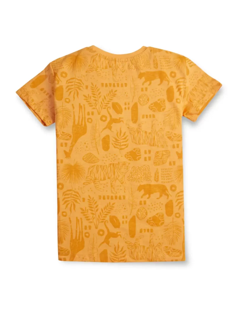 Gini And Jony Boys Yellow Conversational Print Cotton T-Shirt Half Sleeves
