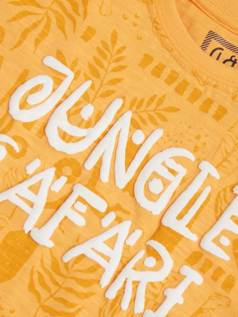 Gini And Jony Boys Yellow Conversational Print Cotton T-Shirt Half Sleeves