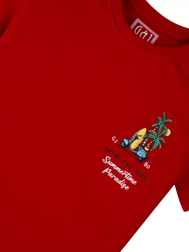 Gini & Jony Boys' Blue T-Shirt Knitshand-Wash Regular Fit