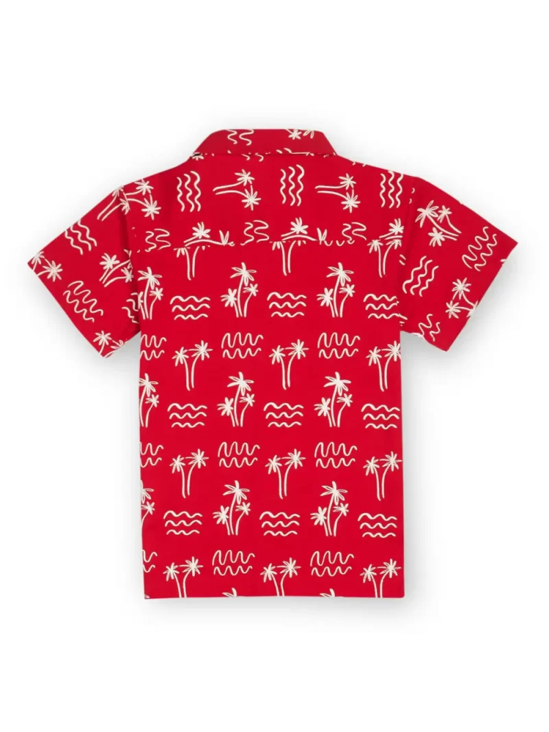 Gini And Jony Boys Red Tropical Print Cotton Shirt Half Sleeves