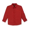 Gini And Jony Boys Red Solid Cotton Shirt Full Sleeves