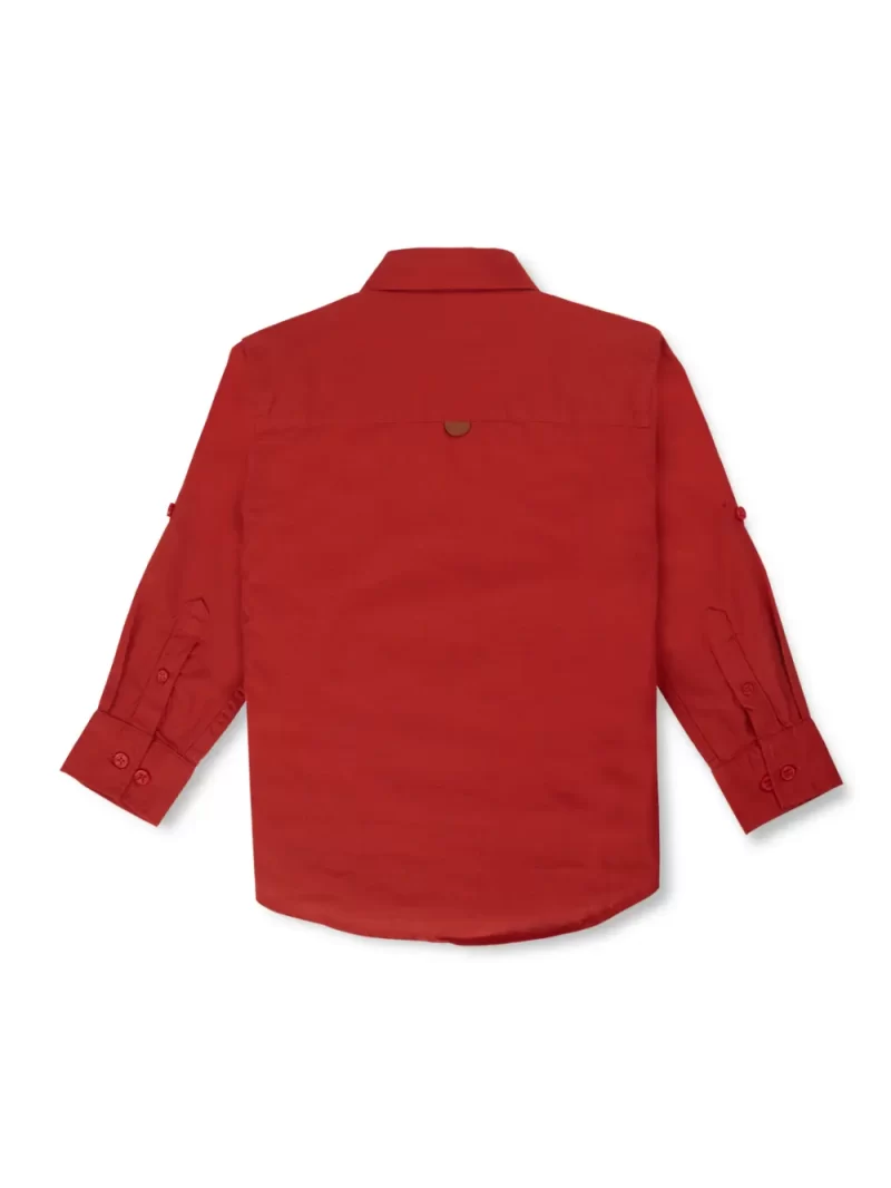 Gini And Jony Boys Red Solid Cotton Shirt Full Sleeves