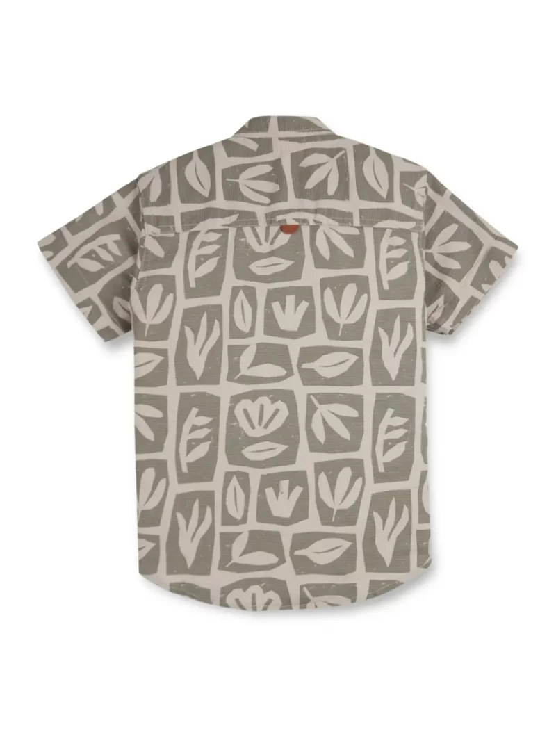 Gini And Jony Boys Grey Tropical Print Cotton Shirt Half Sleeves