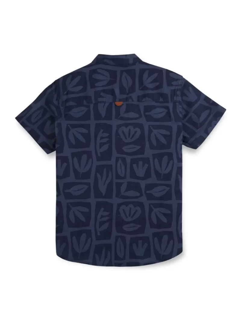 Gini And Jony Boys Blue Tropical Print Cotton Shirt Half Sleeves