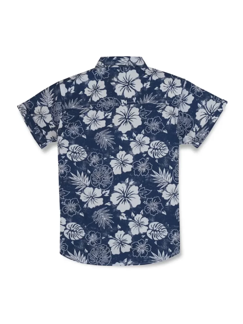 Gini And Jony Boys Navy Floral Print Cotton Shirt Half Sleeves