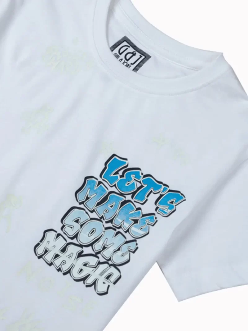 Gini And Jony Boys White Typographic Print Cotton T-Shirt Half Sleeves