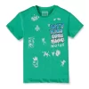 Gini And Jony Boys Green Typographic Print Cotton Lycra T-Shirt Half Sleeves