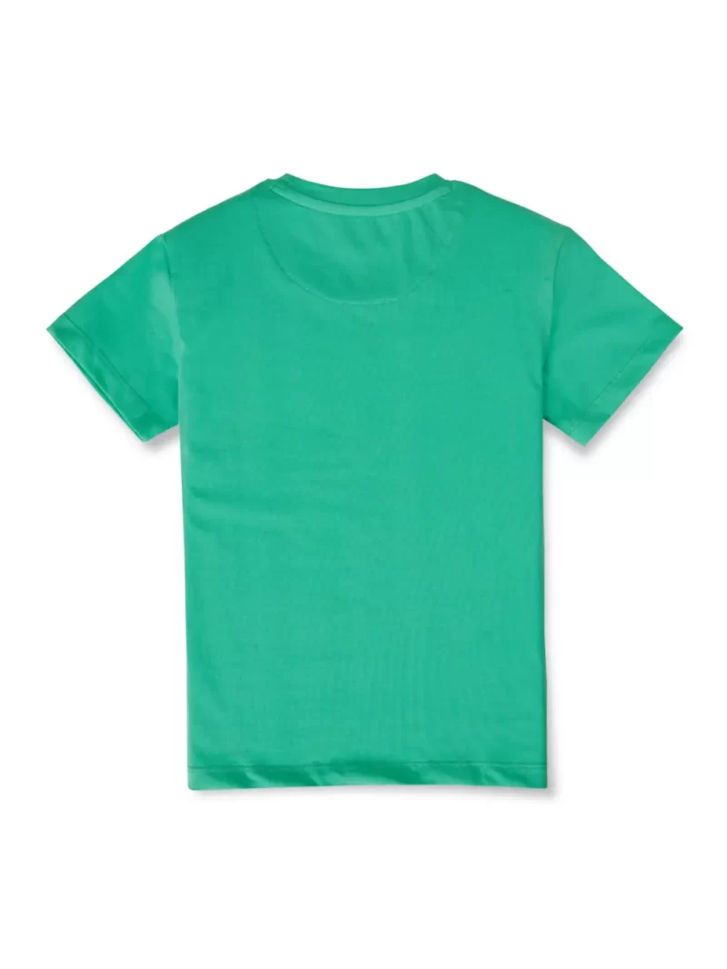 Gini And Jony Boys Green Typographic Print Cotton Lycra T-Shirt Half Sleeves