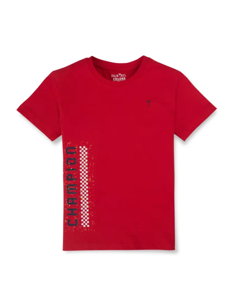 Gini And Jony Boys Red Graphic Print Cotton T-Shirt Half Sleeves