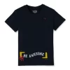 Gini And Jony Boys Navy Blue Typographic Print Cotton T-Shirt Half Sleeves
