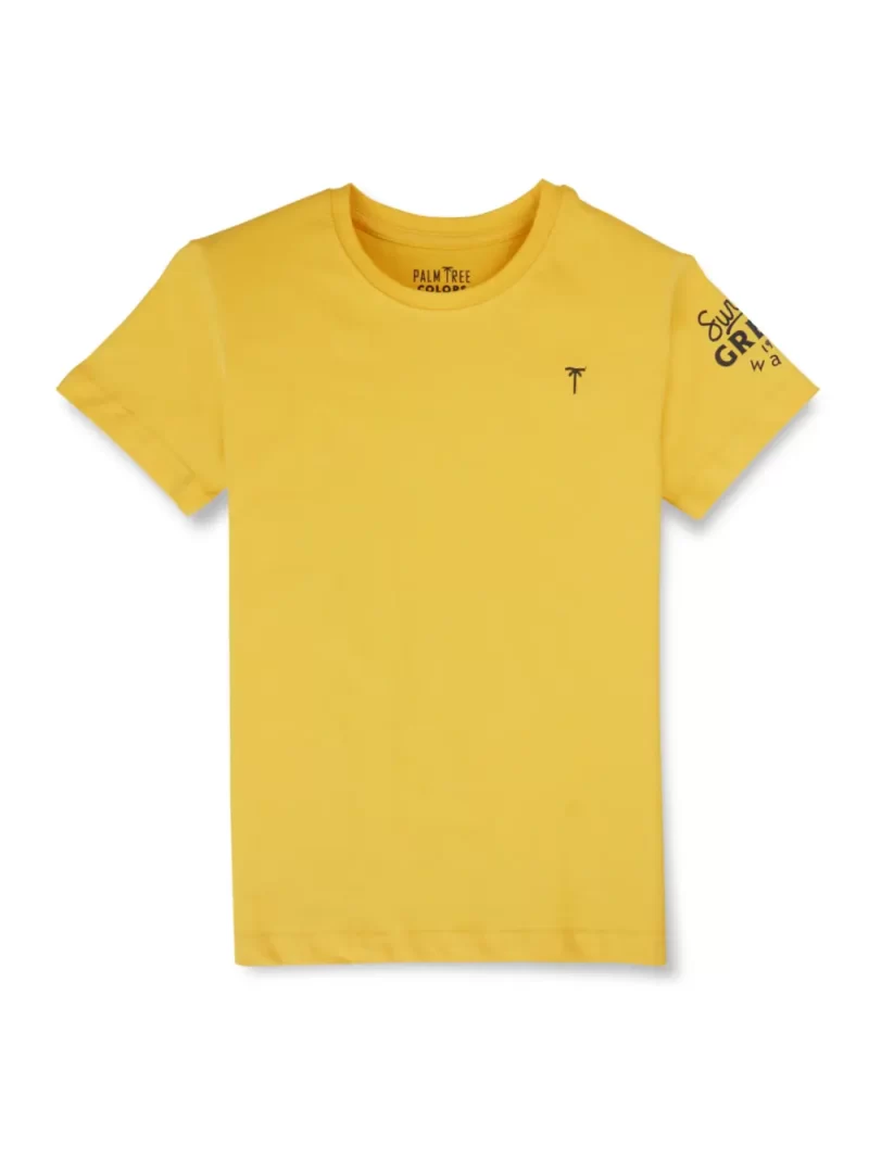 Gini And Jony Boys Yellow Graphic Print Cotton T-Shirt Half Sleeves