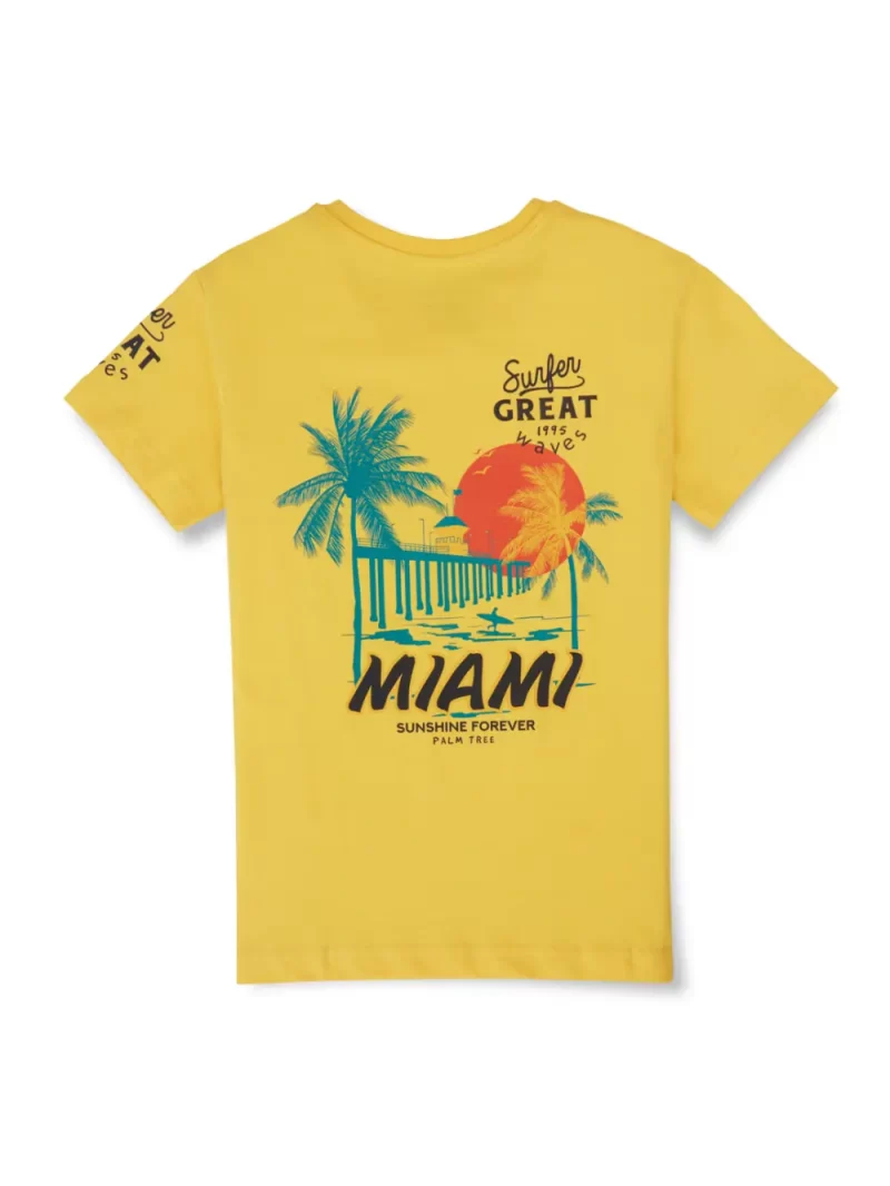 Gini And Jony Boys Yellow Graphic Print Cotton T-Shirt Half Sleeves