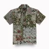Gini And Jony Boys Olive Tribal Print Cotton Shirt Half Sleeves