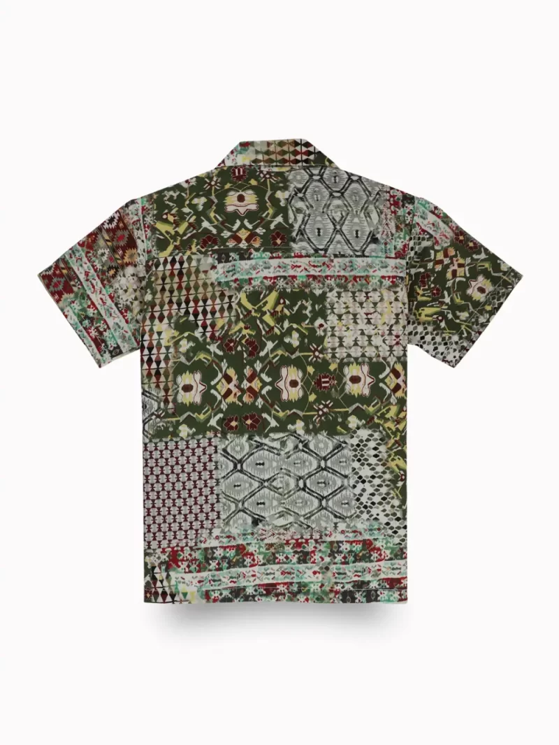 Gini And Jony Boys Olive Tribal Print Cotton Shirt Half Sleeves