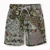 Gini And Jony Boys Olive Tribal Print Cotton Bermuda Elasticated
