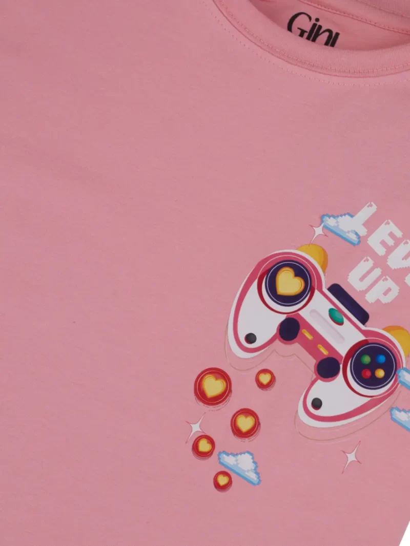 Gini And Jony Girls Cotton Round Neck Half Sleeves Knits Top