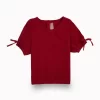 Gini And Jony Girls Maroon Solid Cotton Woven Top Half Sleeves 9-10 Years
