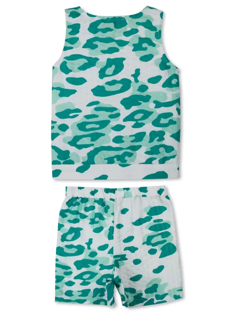 Gini And Jony Girls Green Animal Print Cotton Co-Ordinate Set 9-10 Years