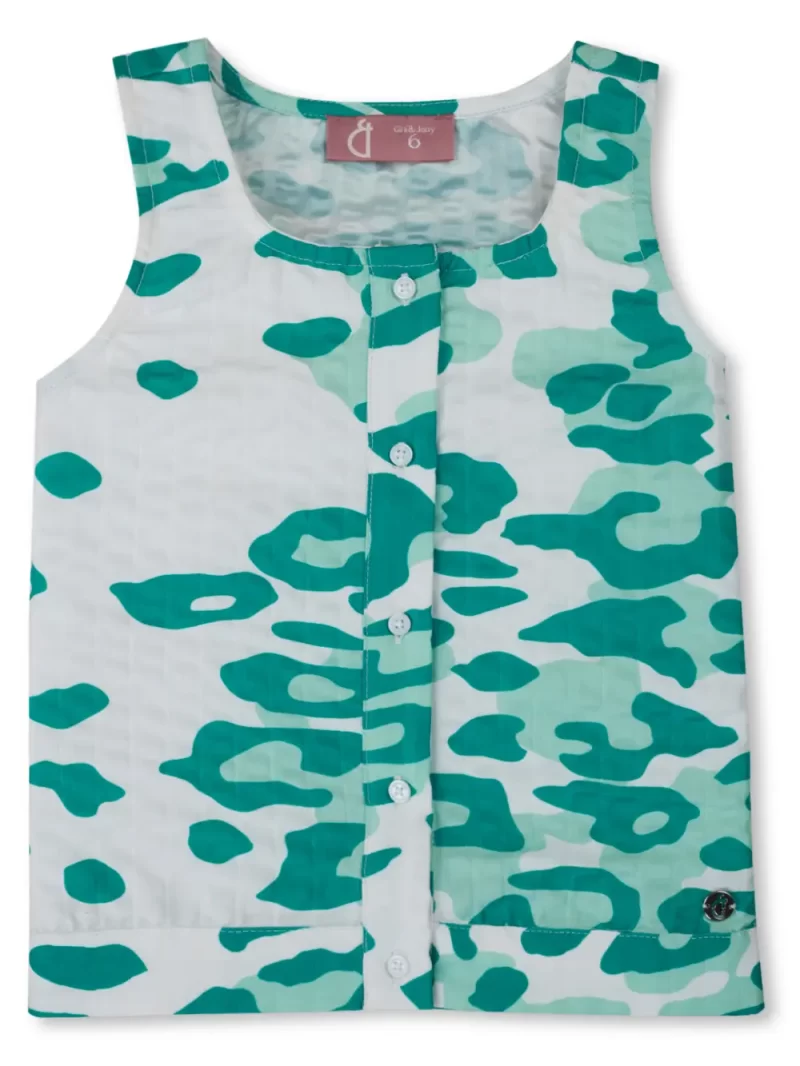 Gini And Jony Girls Green Animal Print Cotton Co-Ordinate Set 9-10 Years