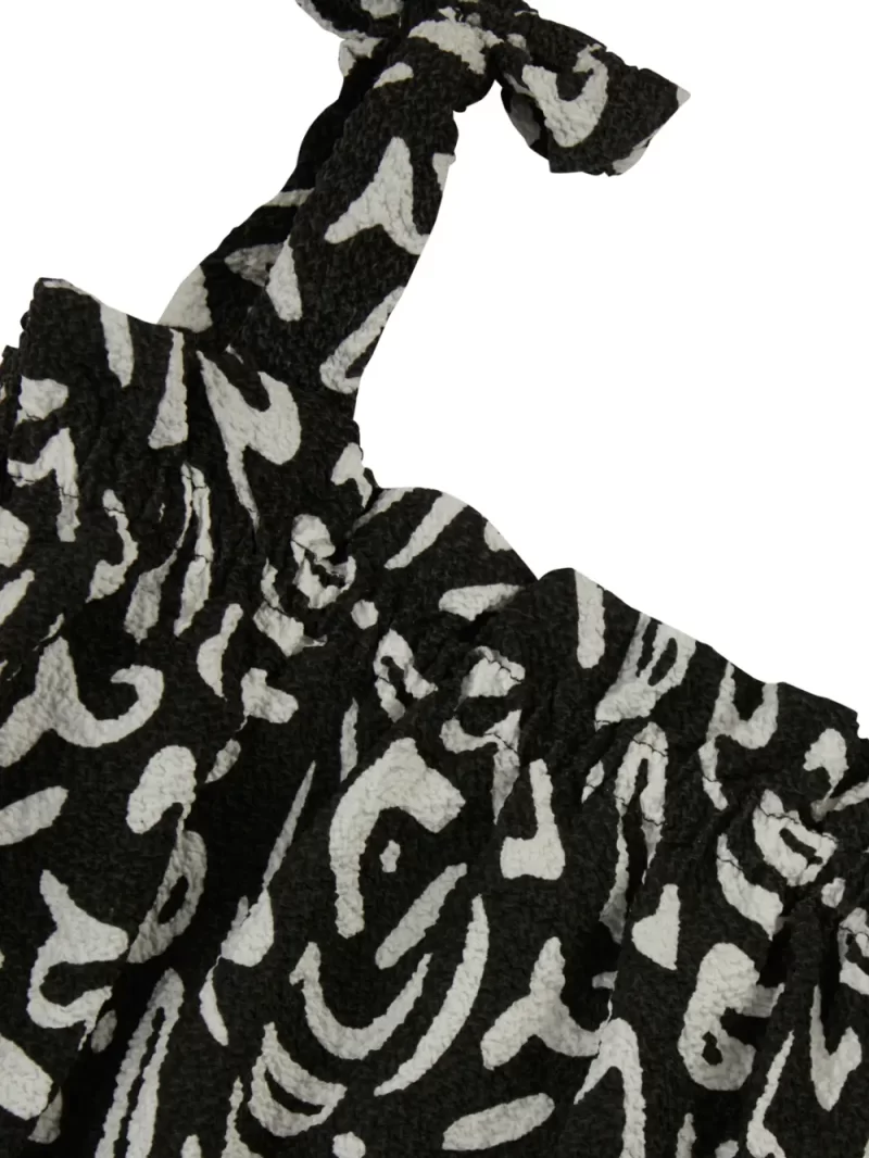 Gini And Jony Girls Black Abstract Crepe Woven Top Half Sleeves 9-10 Years