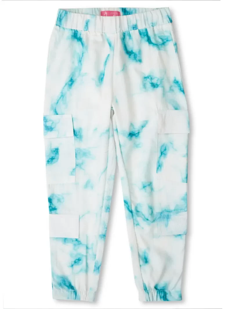 Gini And Jony Girls White Tie Dye Cotton Track Pant Elasticated