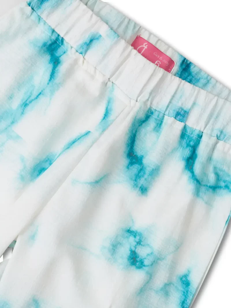Gini And Jony Girls White Tie Dye Cotton Track Pant Elasticated